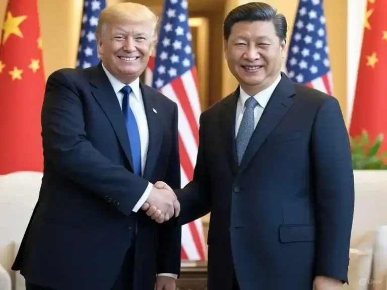 Trump and Xi Jinping shaking hands