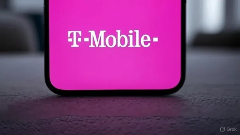 T mobile logo on a half phone screen