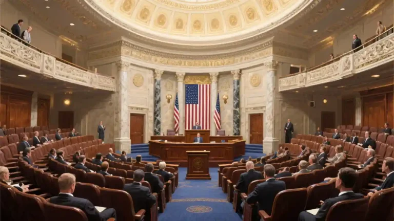an aerial view of US congress in session